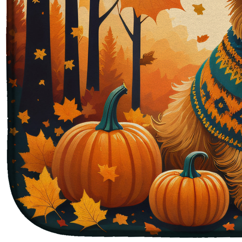 Norwich Terrier Fall Dish Drying Mat