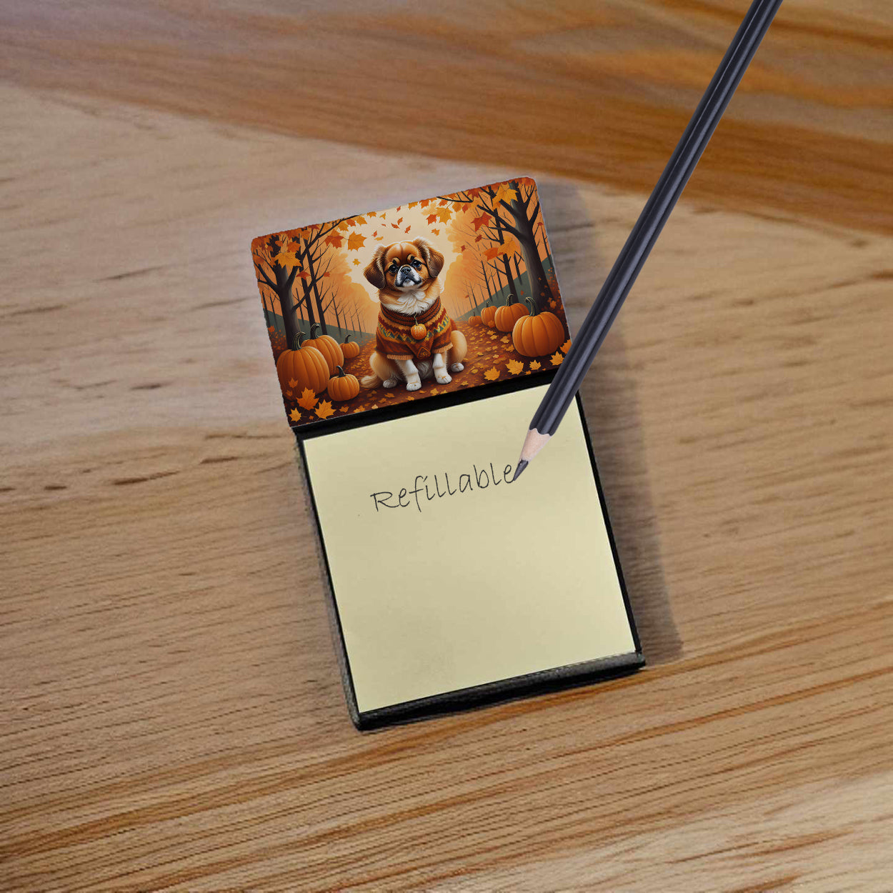 Tibetan Spaniel Fall Sticky Note Holder