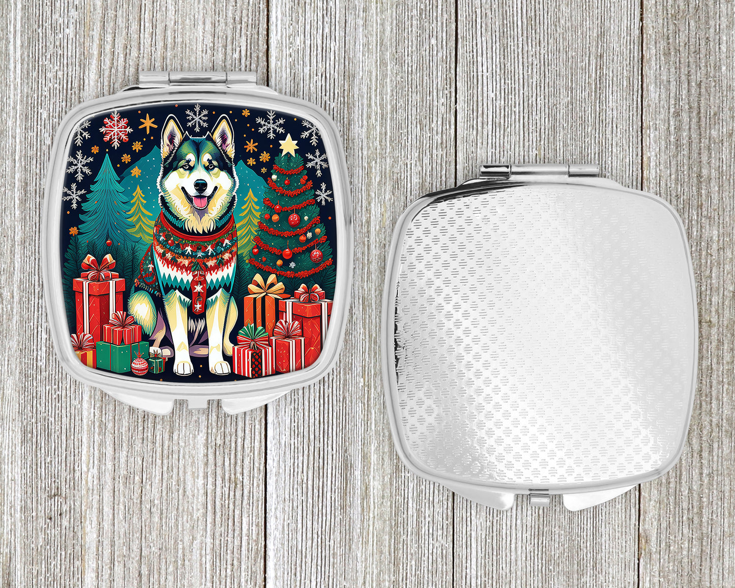 Alaskan Malamute Christmas Compact Mirror