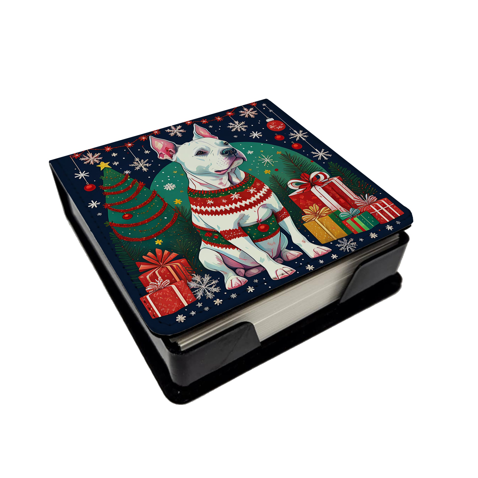 Buy this White Pit Bull Terrier Christmas PU Leather Note Paper Holder