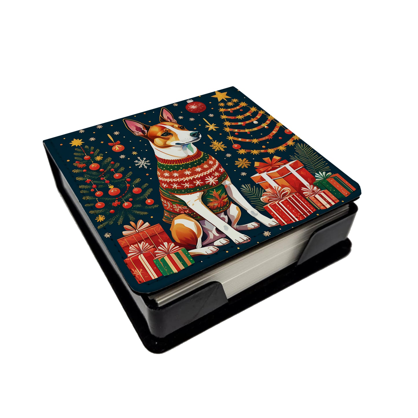 Buy this Basenji Christmas PU Leather Note Paper Holder