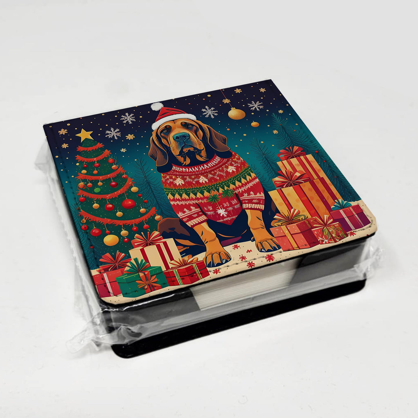 Bloodhound Christmas PU Leather Note Paper Holder