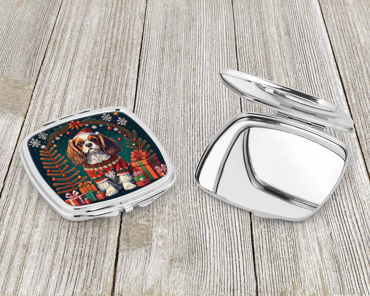 Cavalier King Charles Spaniel Christmas Compact Mirror