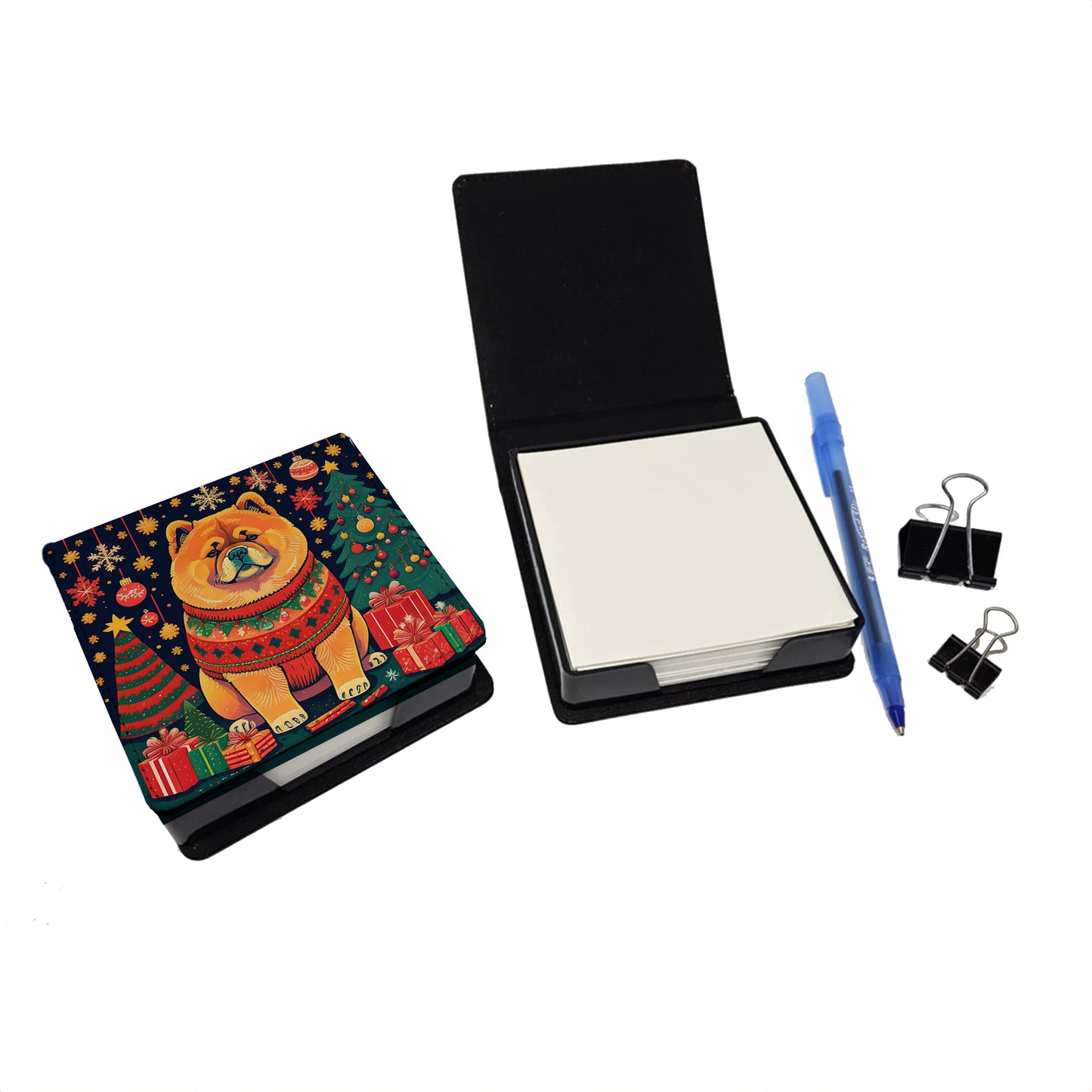 Chow Chow Christmas PU Leather Note Paper Holder