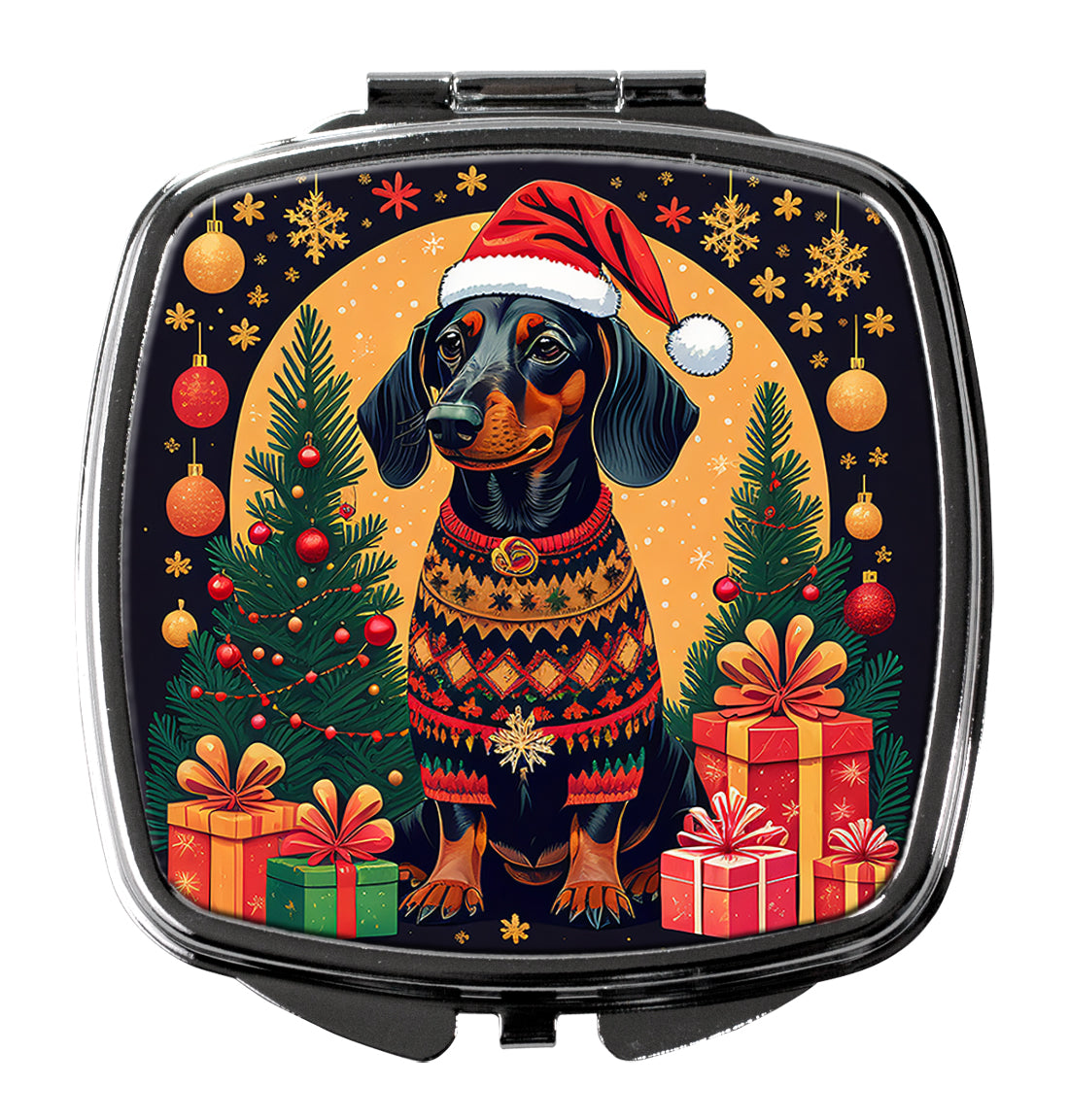 Buy this Black and Tan Dachshund Christmas Compact Mirror