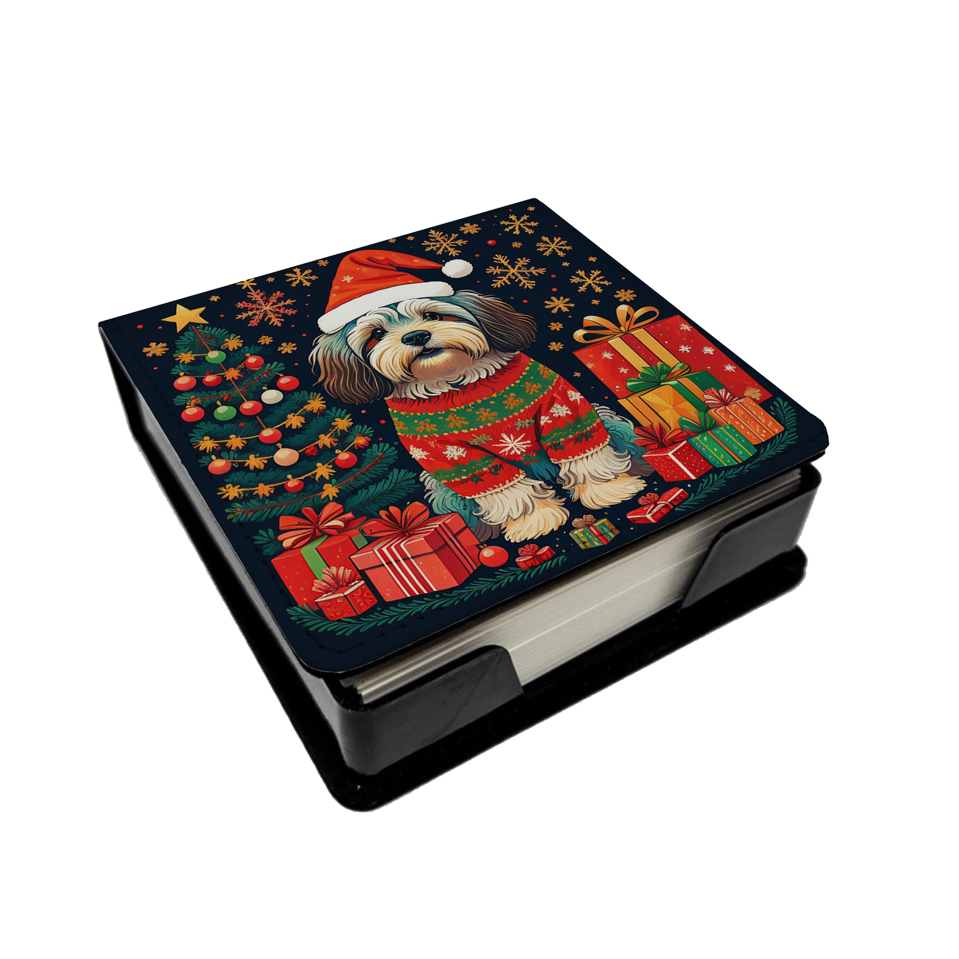 Buy this Havanese Christmas PU Leather Note Paper Holder