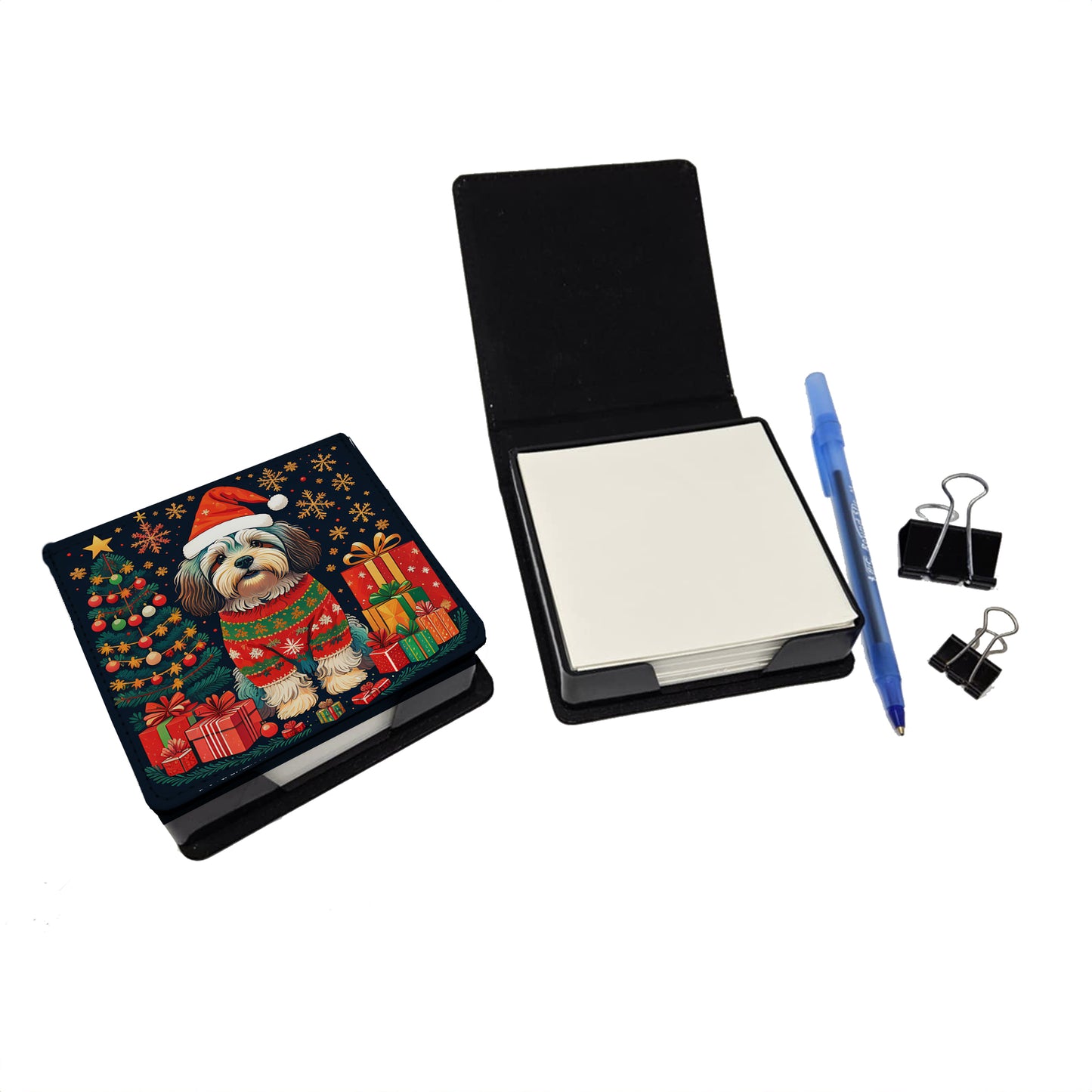 Havanese Christmas PU Leather Note Paper Holder