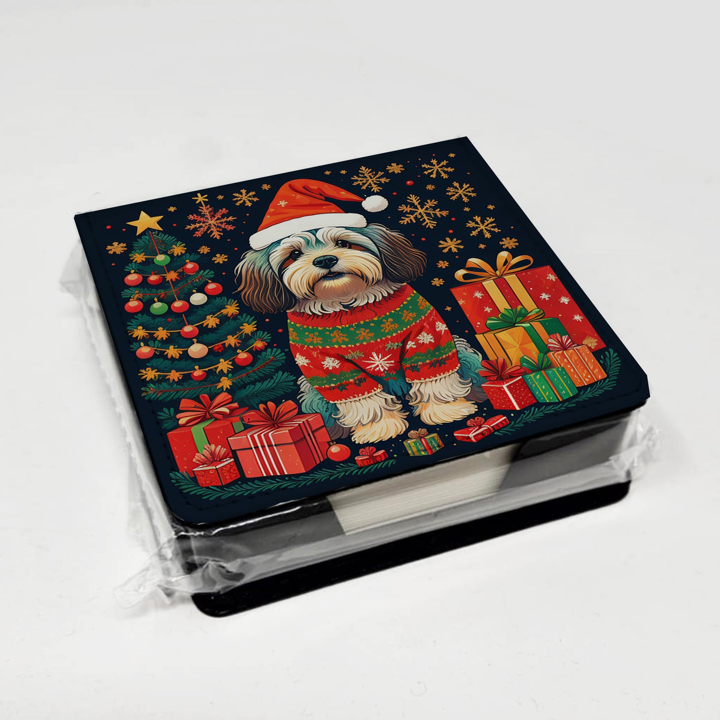 Havanese Christmas PU Leather Note Paper Holder