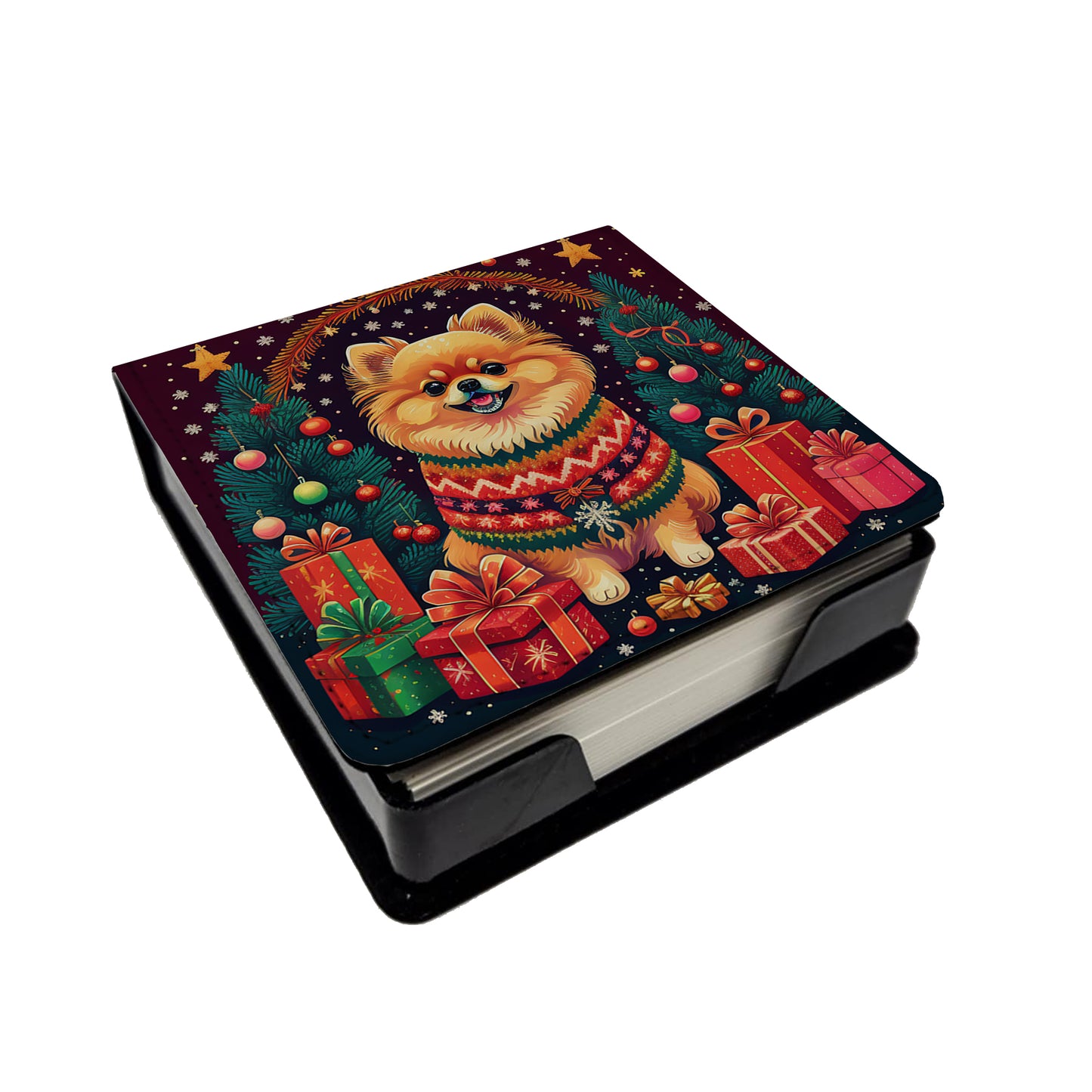 Buy this Pomeranian Christmas PU Leather Note Paper Holder