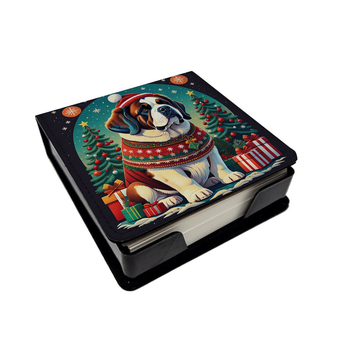 Buy this Saint Bernard Christmas PU Leather Note Paper Holder