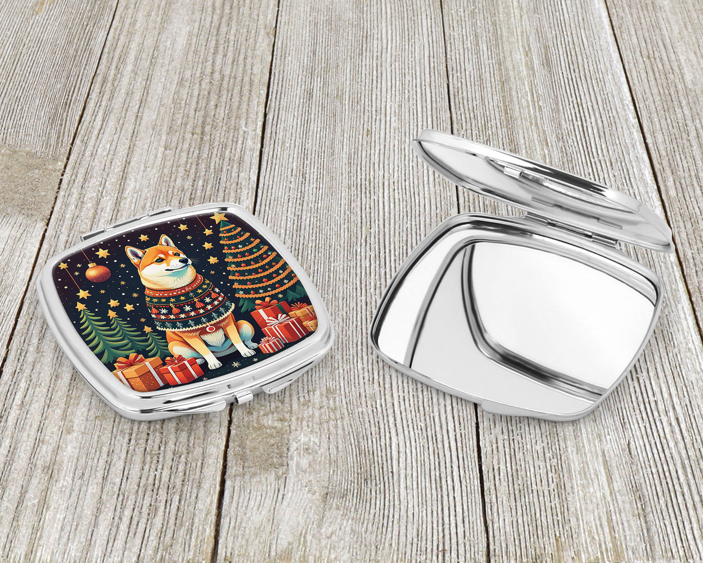 Shiba Inu Christmas Compact Mirror