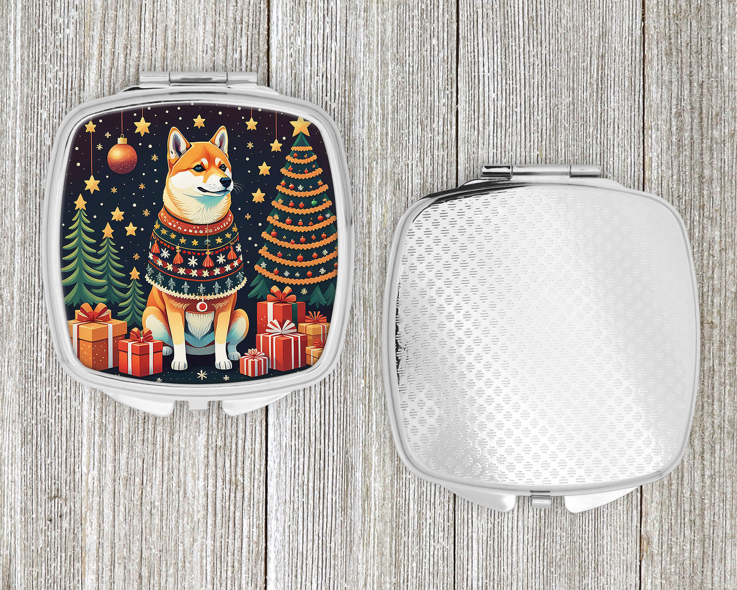 Shiba Inu Christmas Compact Mirror