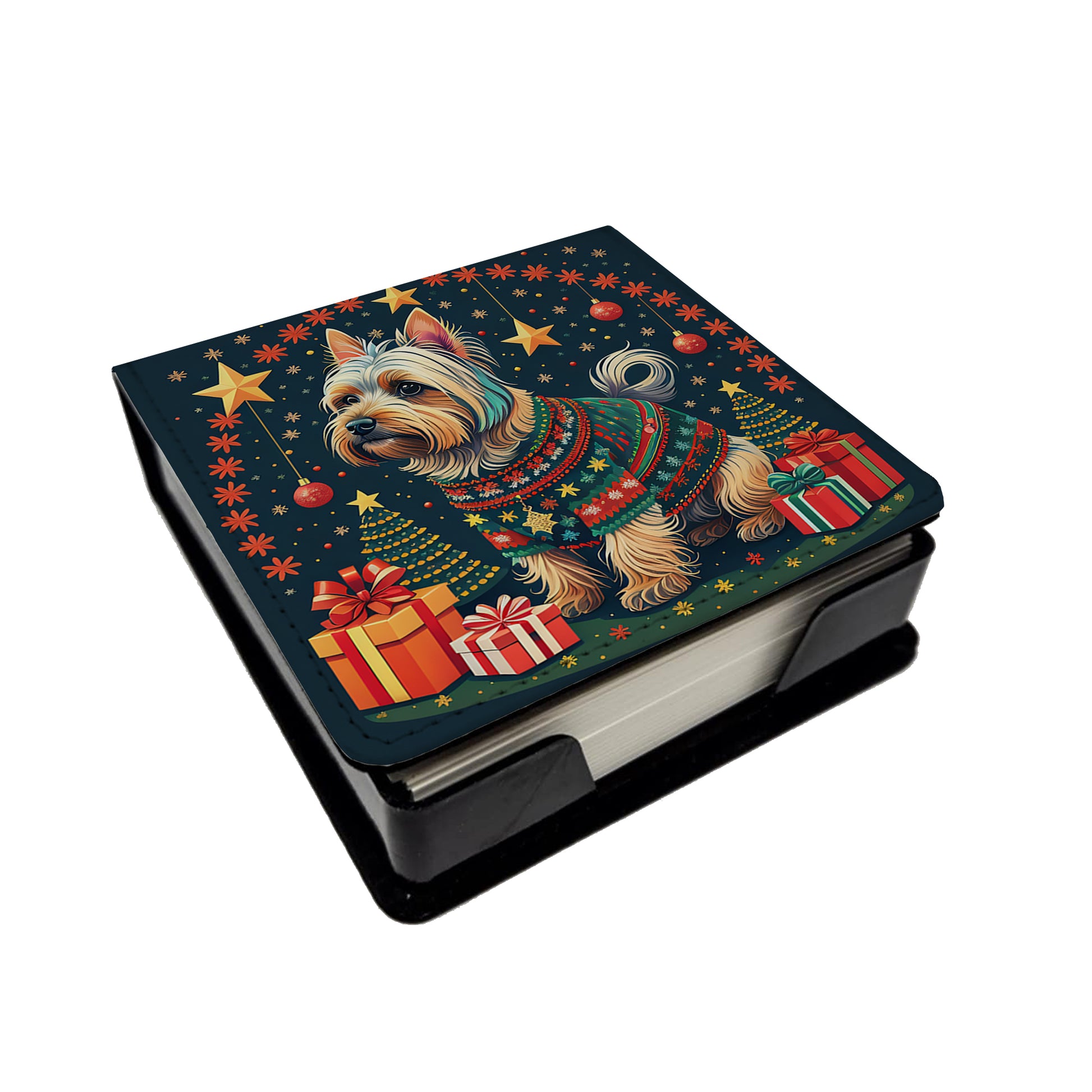 Buy this Silky Terrier Christmas PU Leather Note Paper Holder