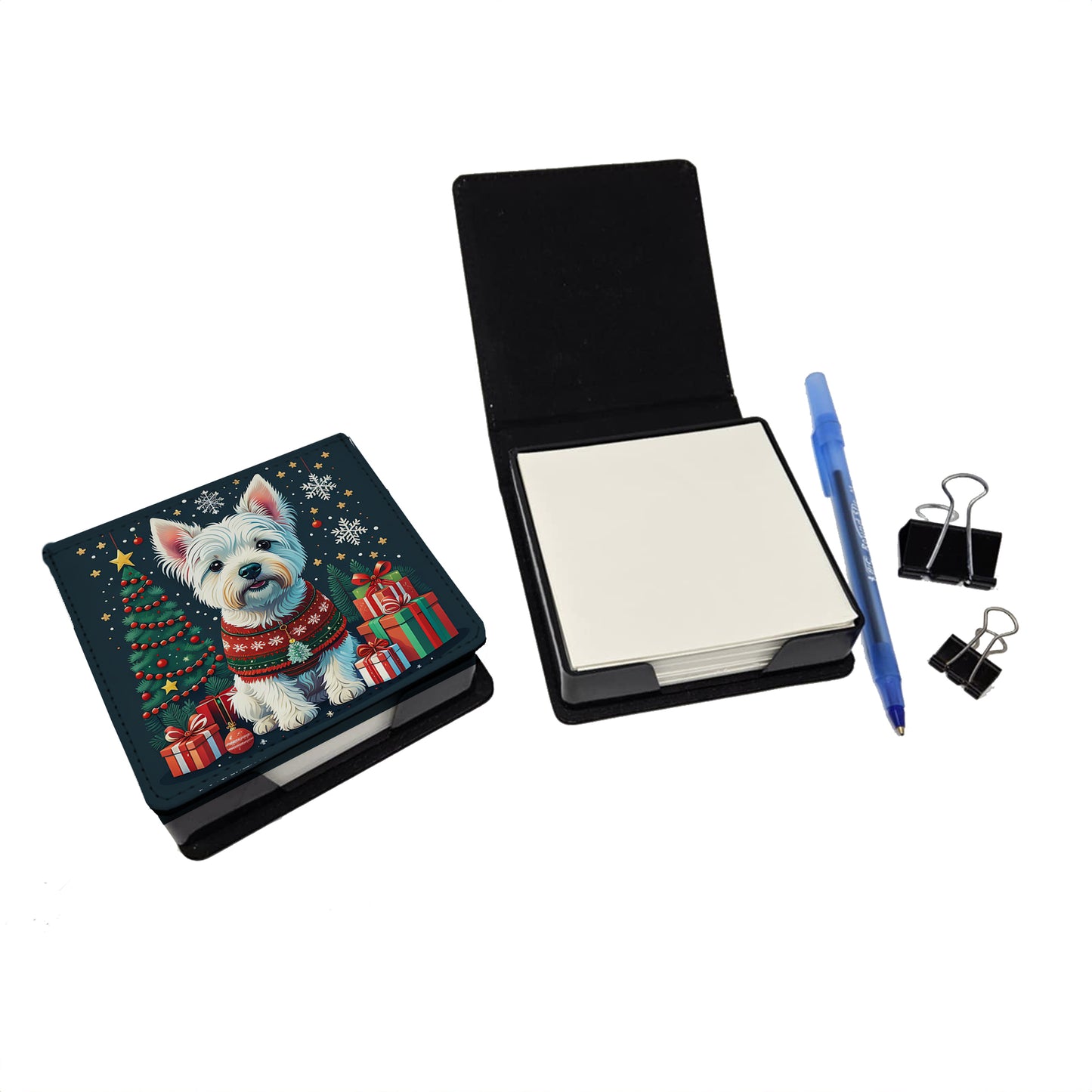 Westie Christmas PU Leather Note Paper Holder