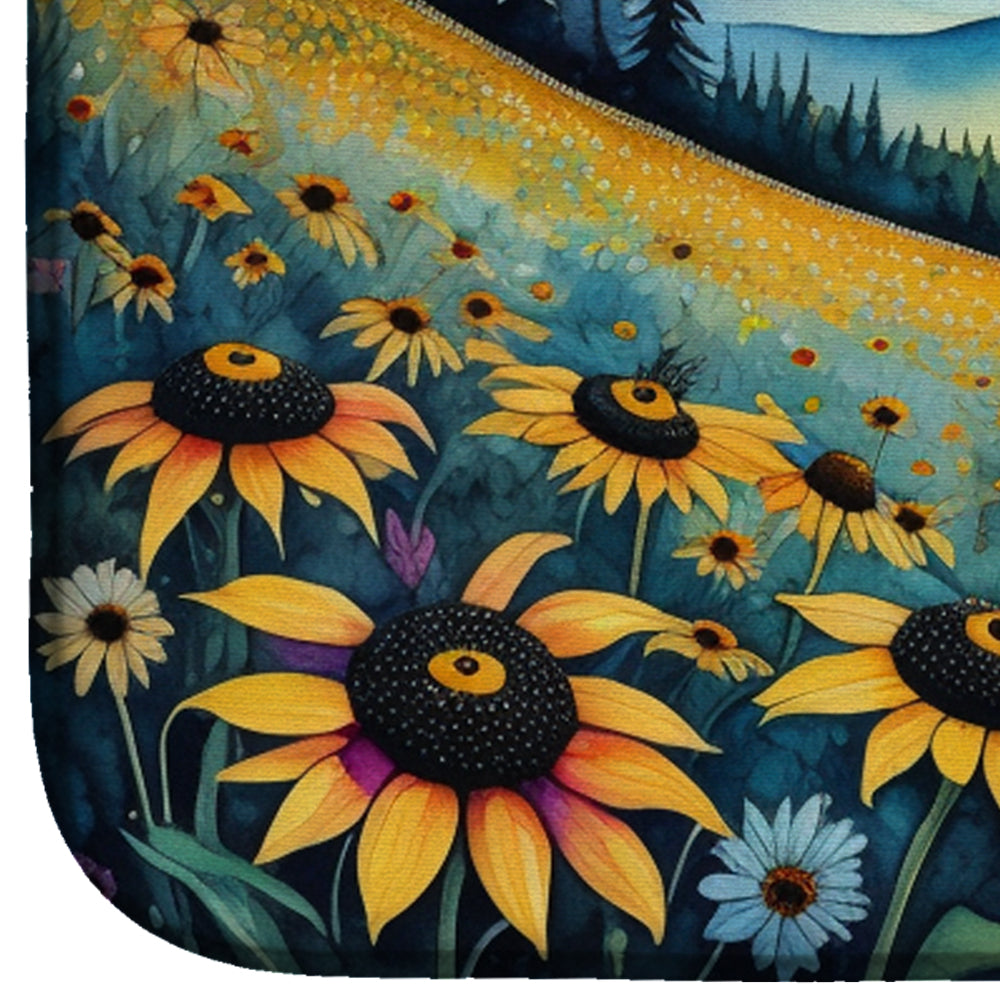 Black-eyed Susans in Color Dish Drying Mat