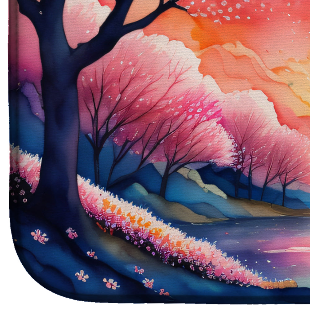 Cherry Blossom in Color Dish Drying Mat