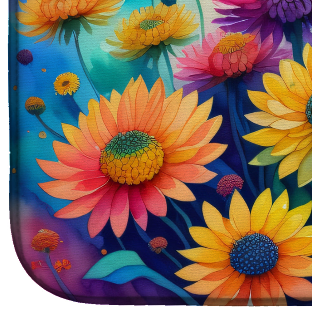 Chrysanthemums in Color Dish Drying Mat