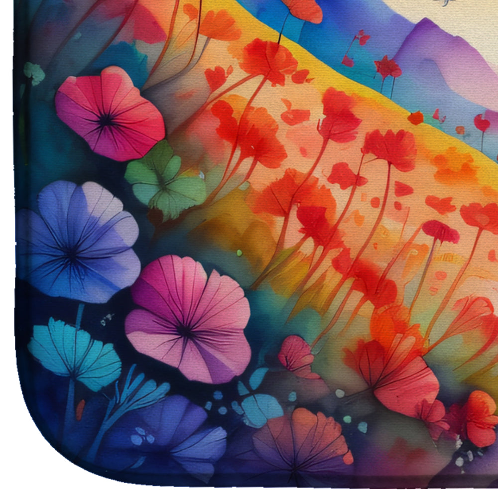 Geraniums in Color Dish Drying Mat