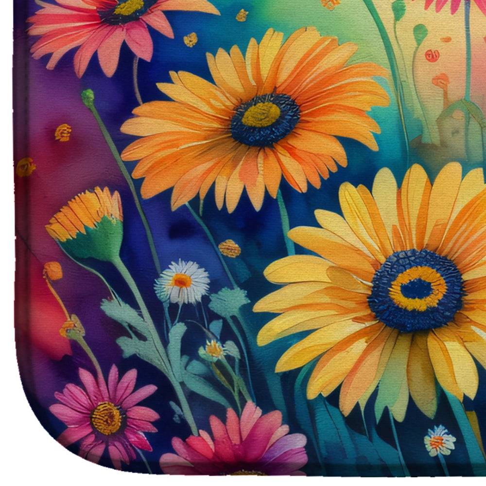 Gerbera Daisies in Color Dish Drying Mat