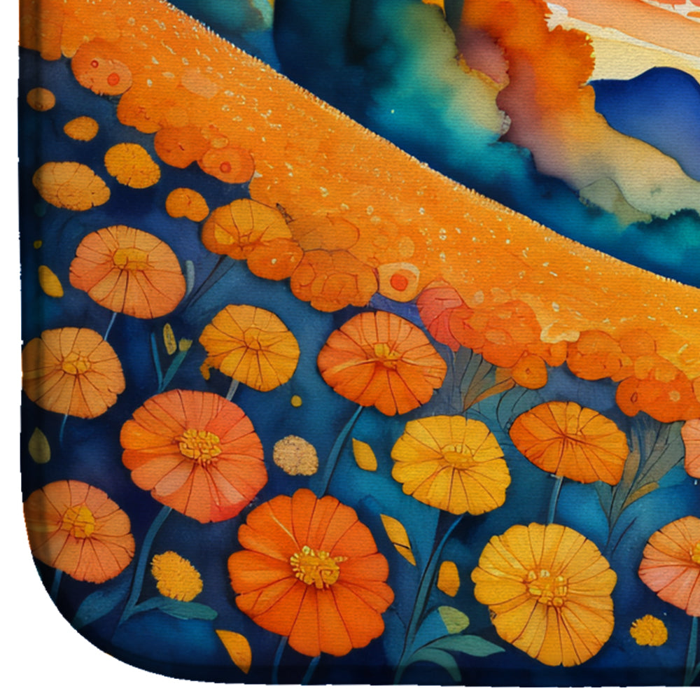 Marigolds in Color Dish Drying Mat