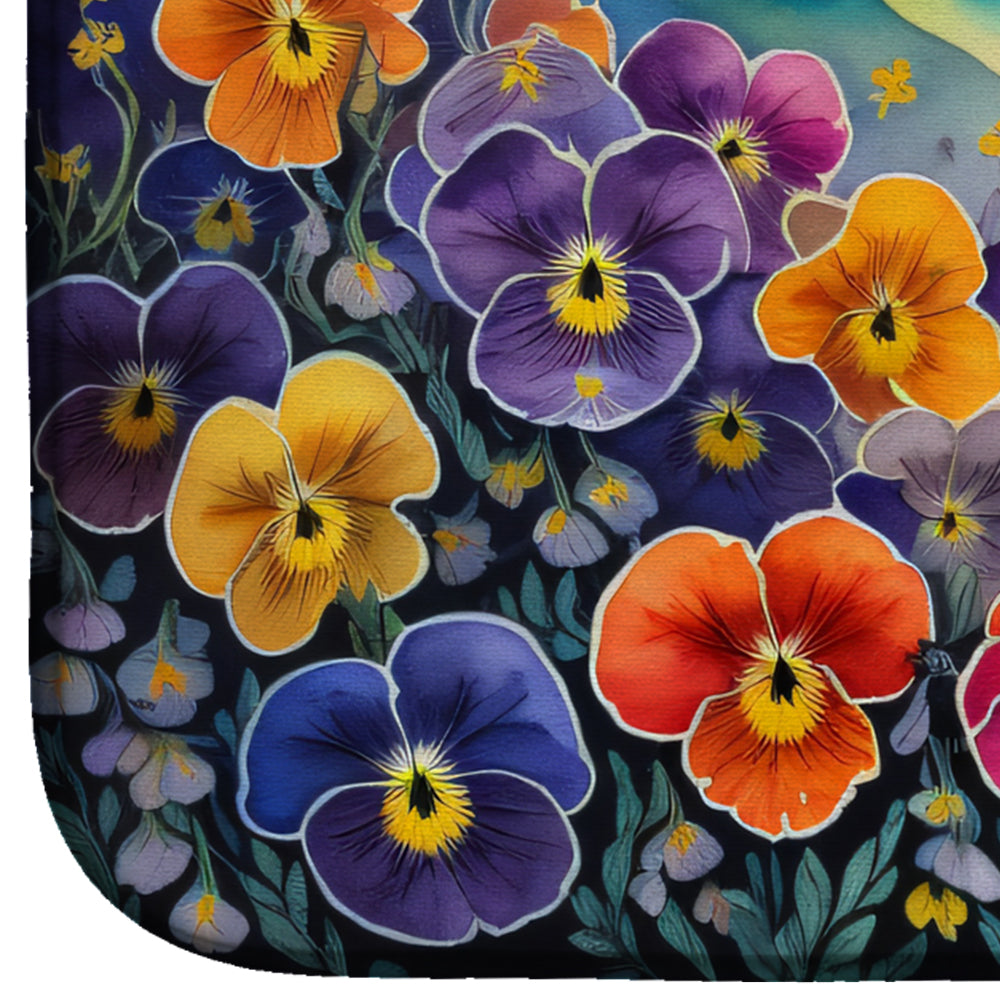 Pansies in Color Dish Drying Mat