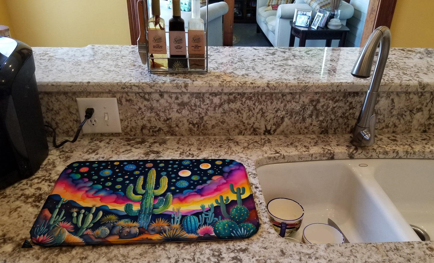 Queen of the Night Cactus in Color Dish Drying Mat