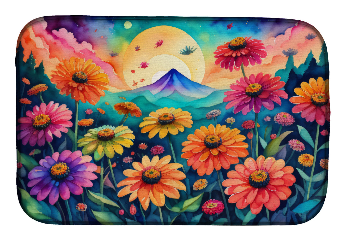 Buy this Zinnias in Color Dish Drying Mat