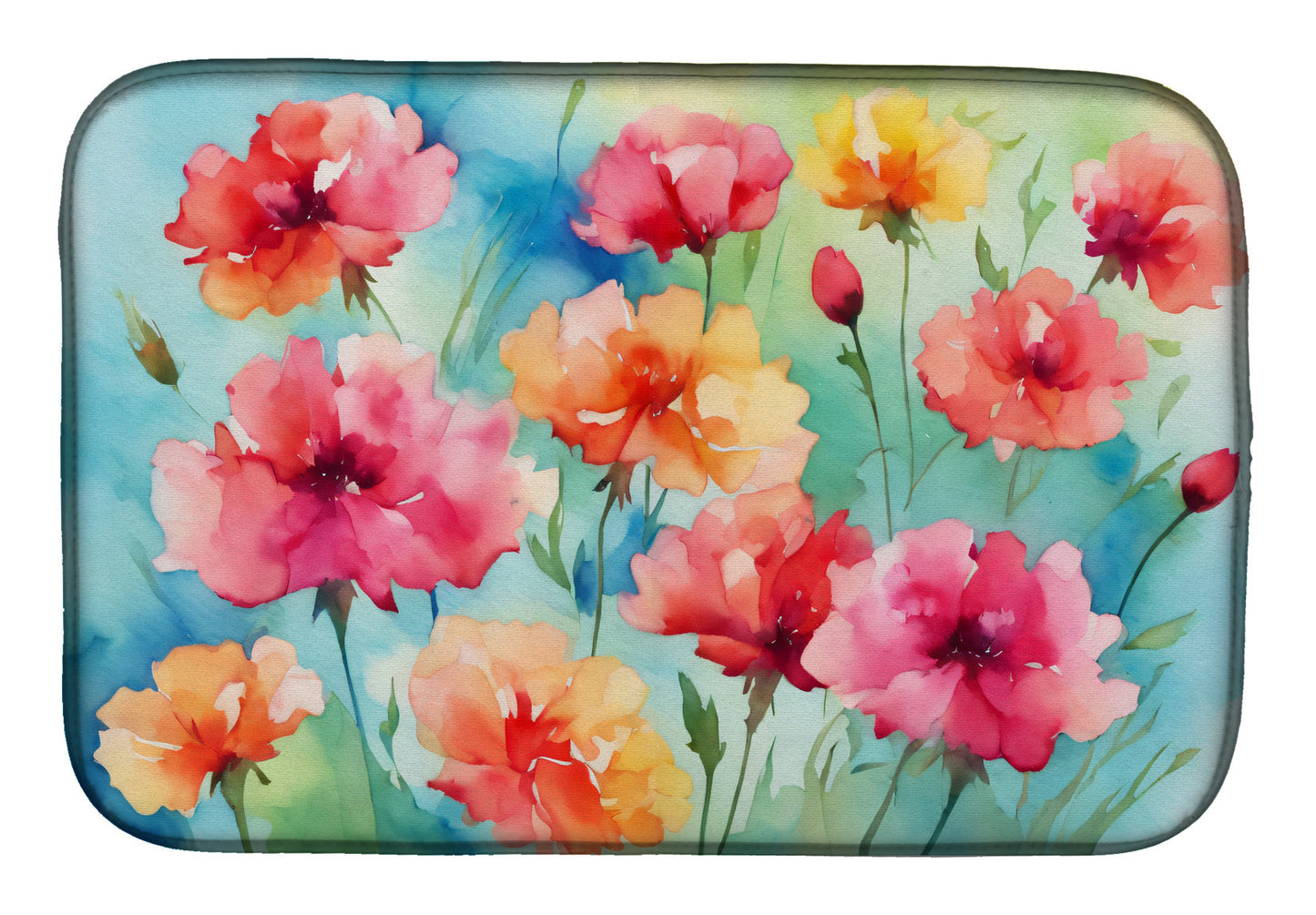 Buy this Carnations in Watercolor Dish Drying Mat