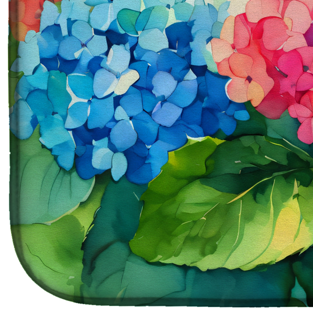 Hydrangeas in Watercolor Dish Drying Mat