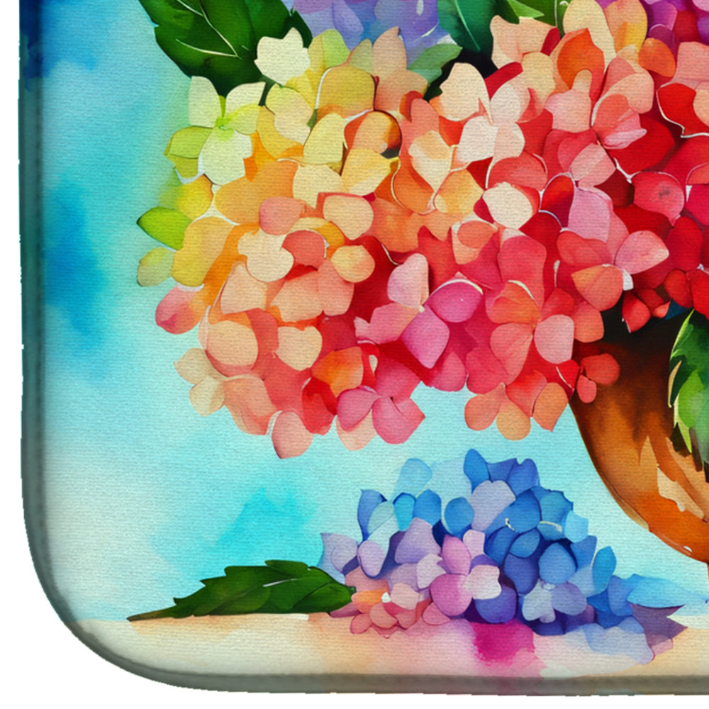 Hydrangeas in Watercolor Dish Drying Mat