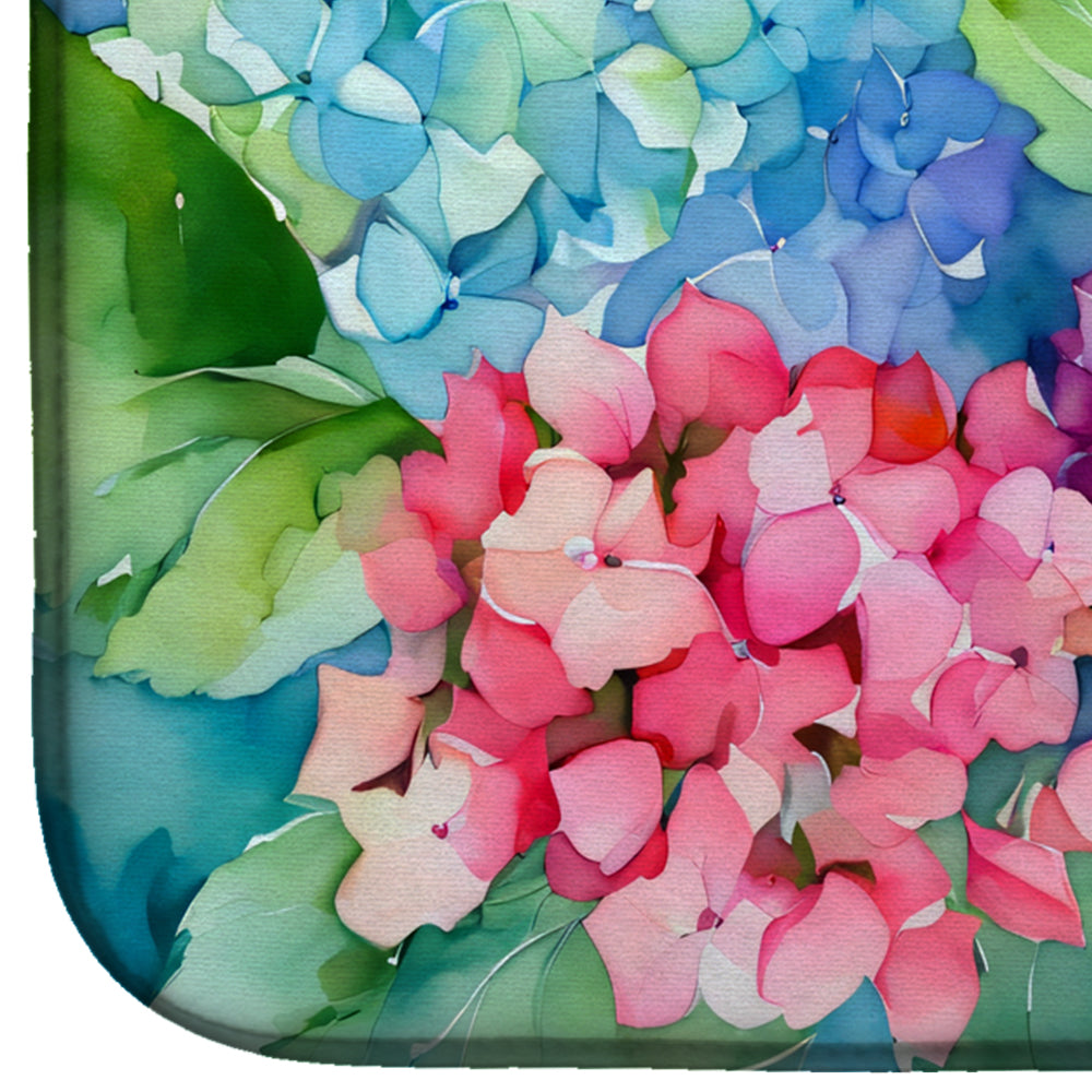 Hydrangeas in Watercolor Dish Drying Mat