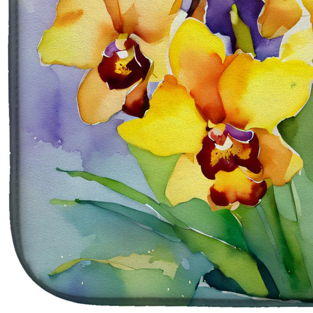 Orchids in Watercolor Dish Drying Mat