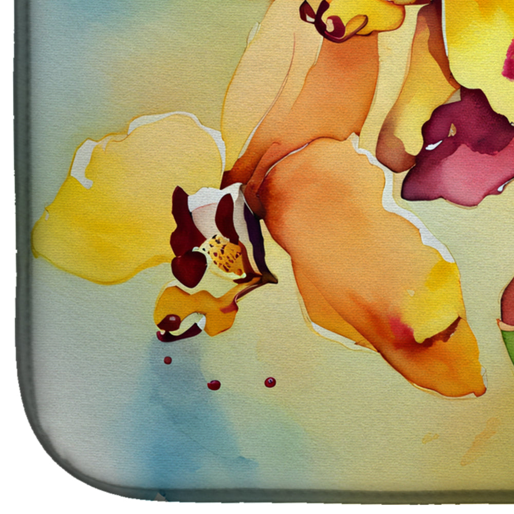 Orchids in Watercolor Dish Drying Mat