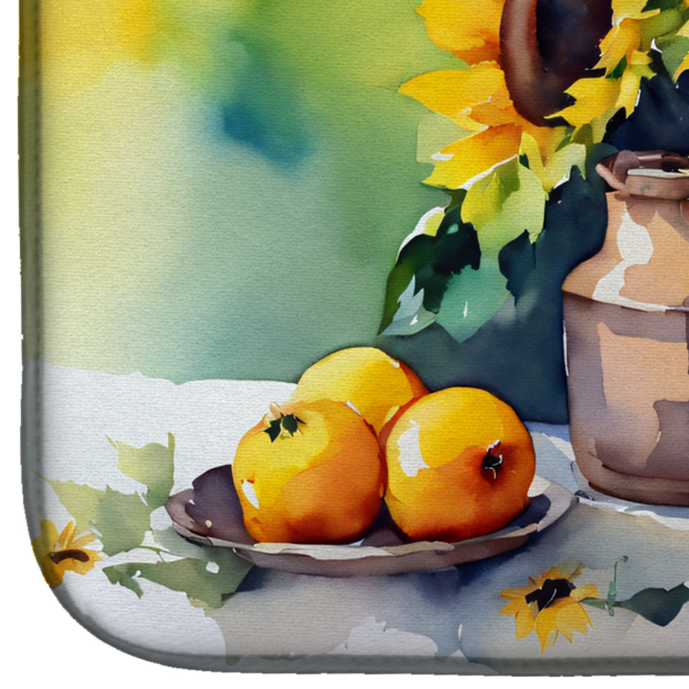 Sunflowers in Watercolor Dish Drying Mat