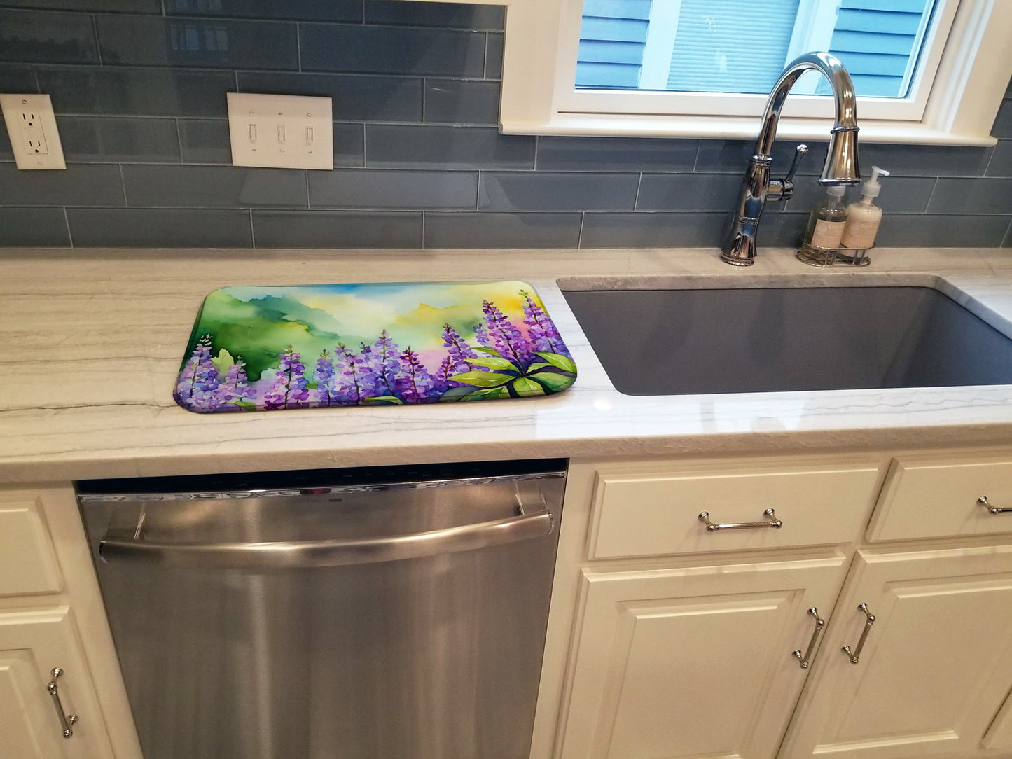 Idaho Syringa in Watercolor Dish Drying Mat