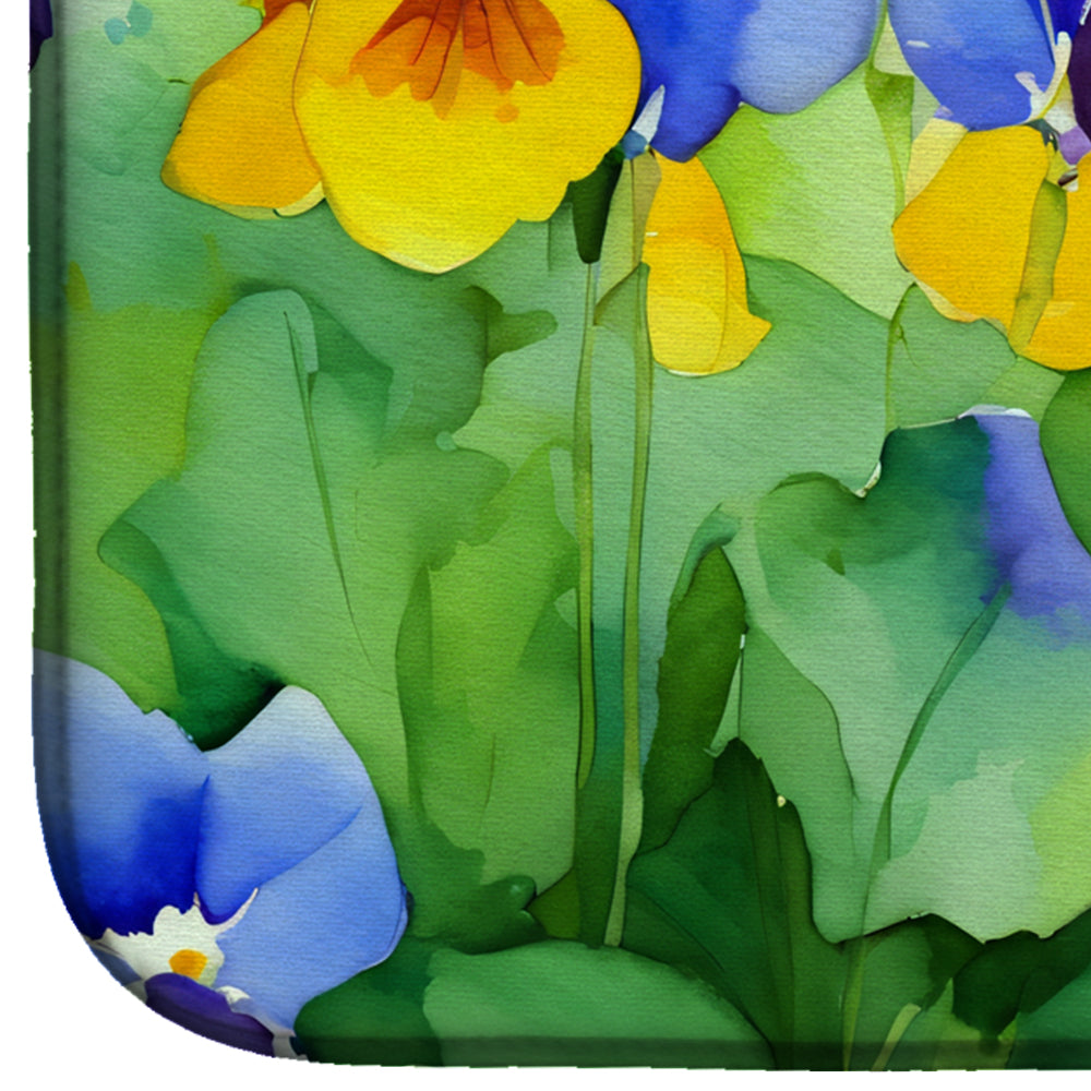 Illinois Violet in Watercolor Dish Drying Mat