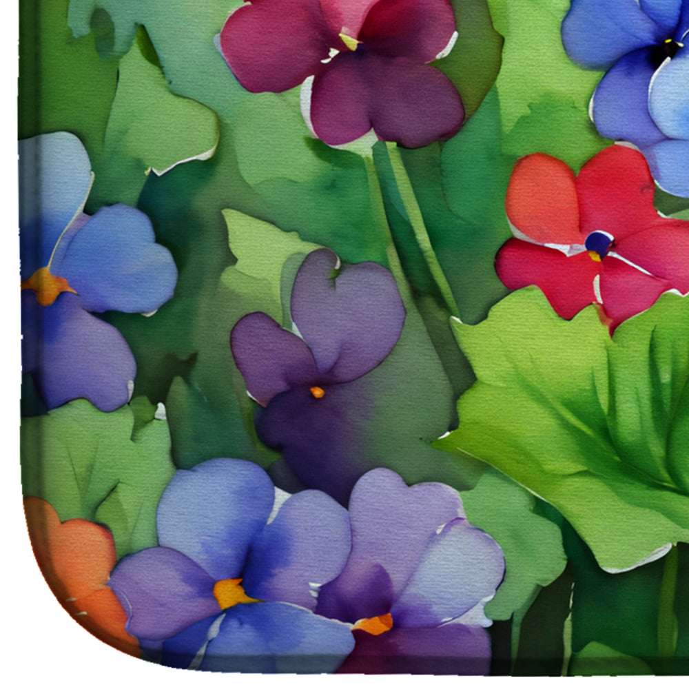 Illinois Violet in Watercolor Dish Drying Mat
