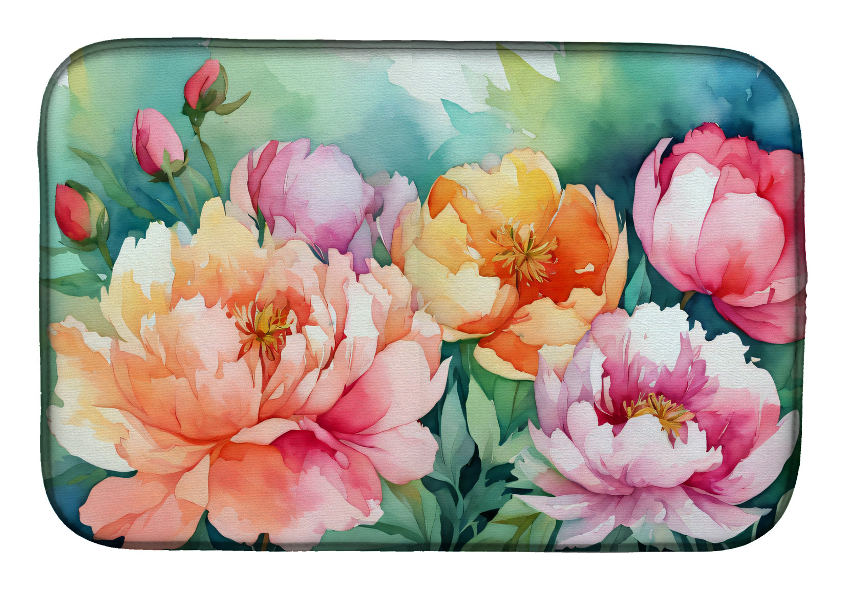 Buy this Indiana Peonies in Watercolor Dish Drying Mat