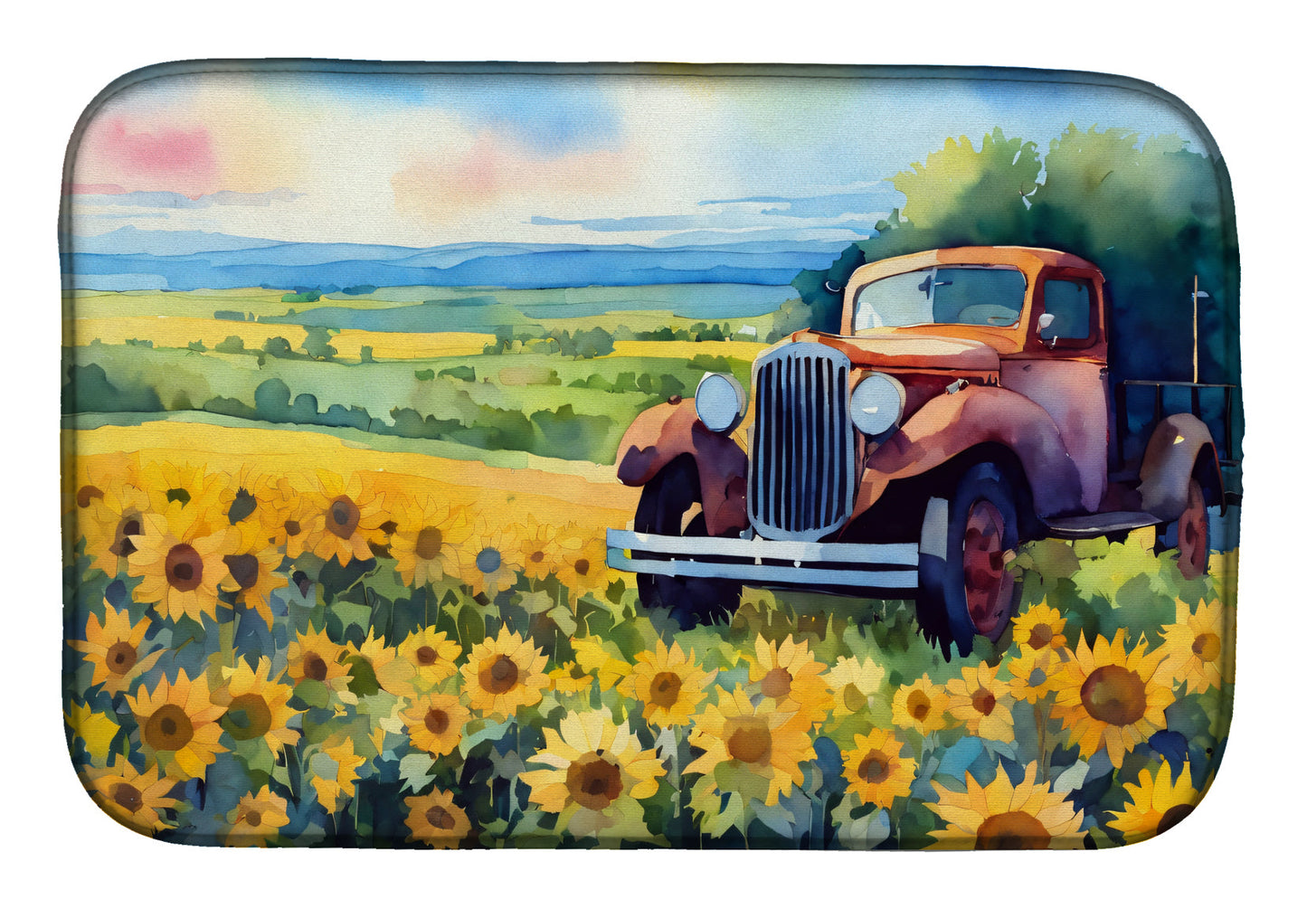Buy this Kansas Sunflowers in Watercolor Dish Drying Mat