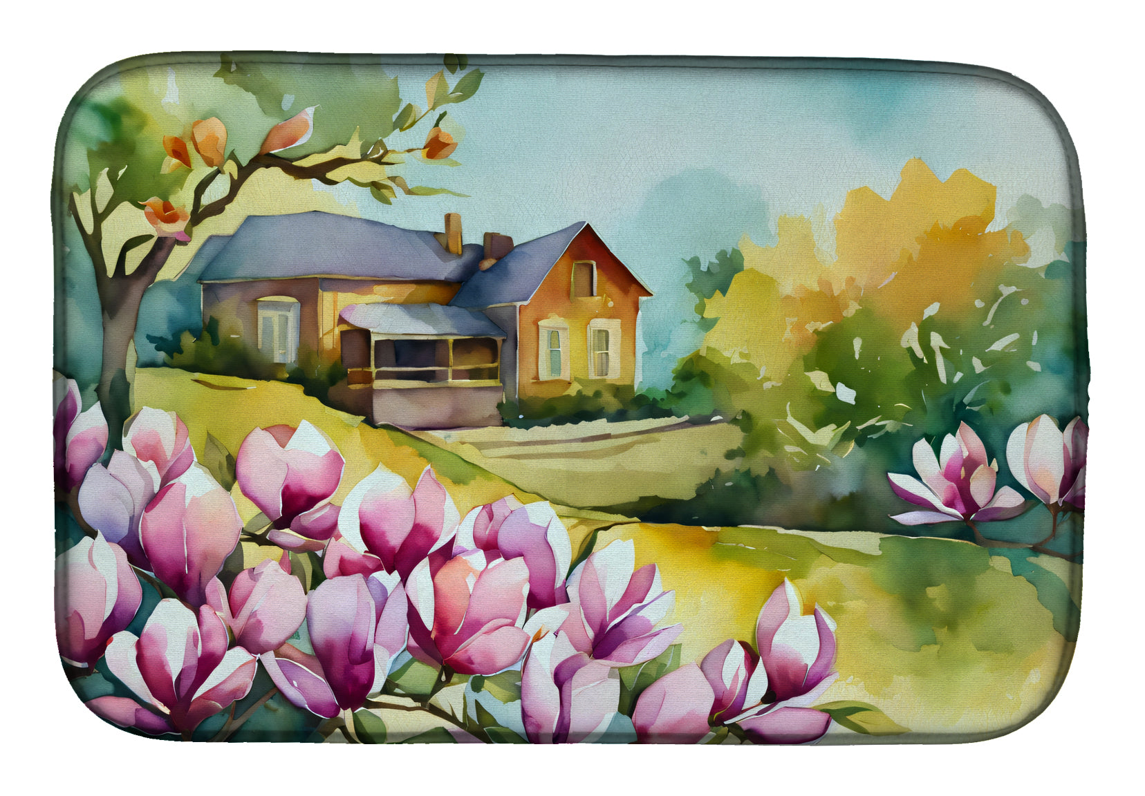 Buy this Louisiana Magnolias in Watercolor Dish Drying Mat