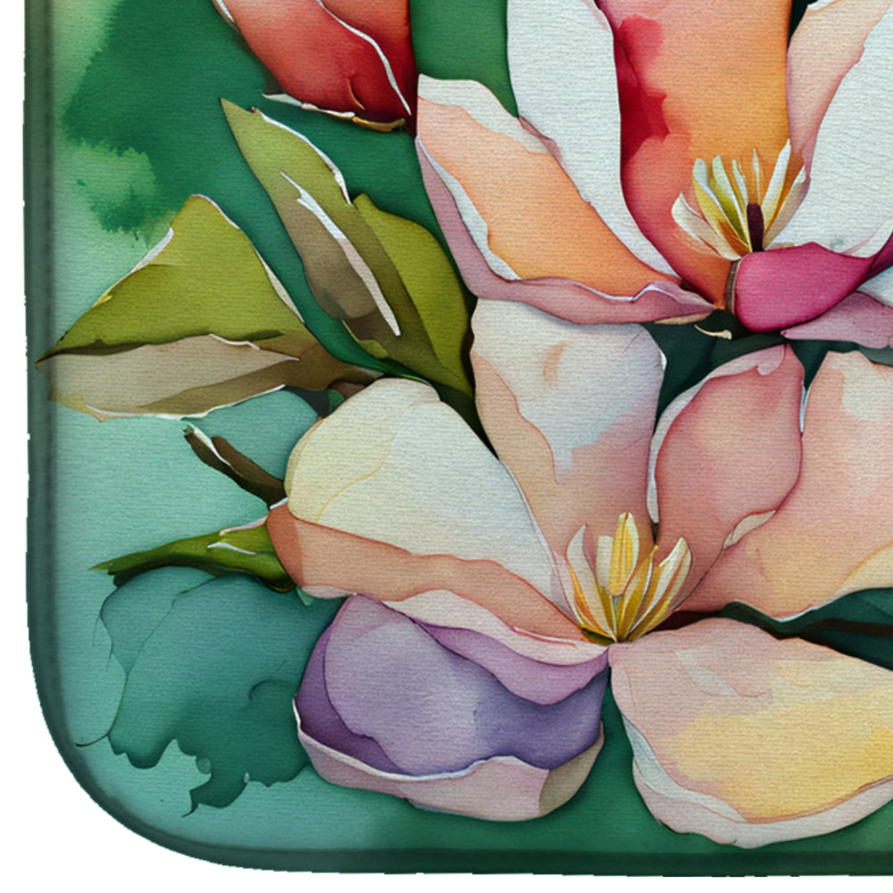 Louisiana Magnolias in Watercolor Dish Drying Mat