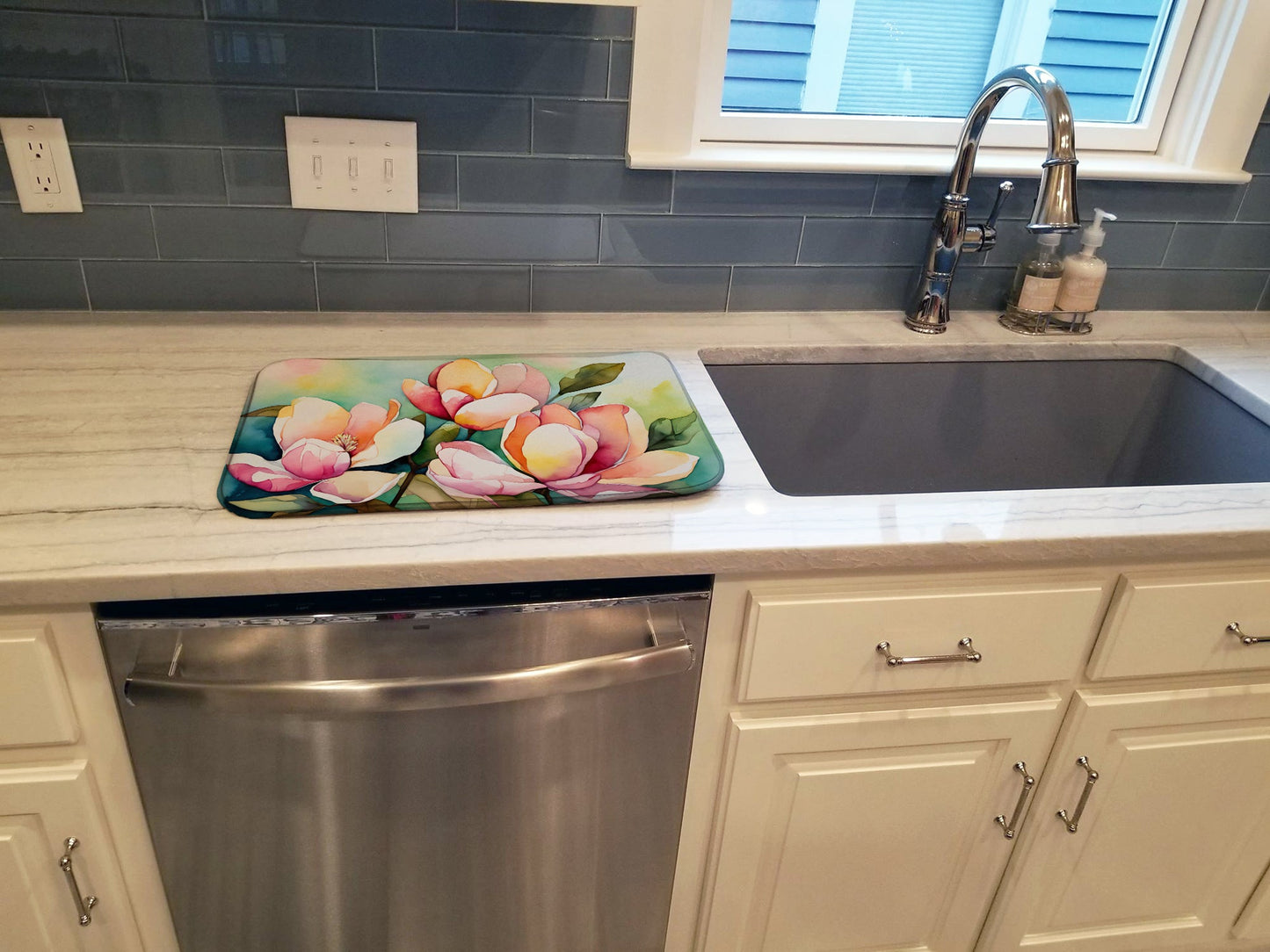 Mississippi Magnolia in Watercolor Dish Drying Mat