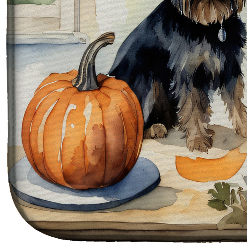 Affenpinscher Fall Kitchen Pumpkins Dish Drying Mat