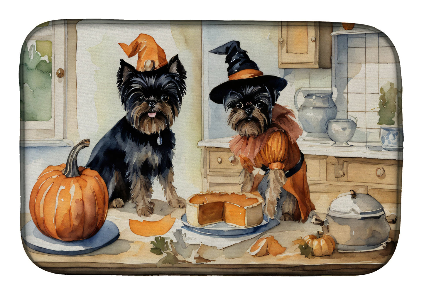 Buy this Affenpinscher Fall Kitchen Pumpkins Dish Drying Mat