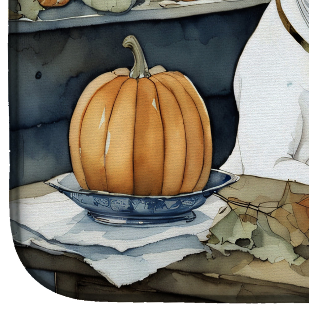 Pit Bull Terrier Fall Kitchen Pumpkins Dish Drying Mat