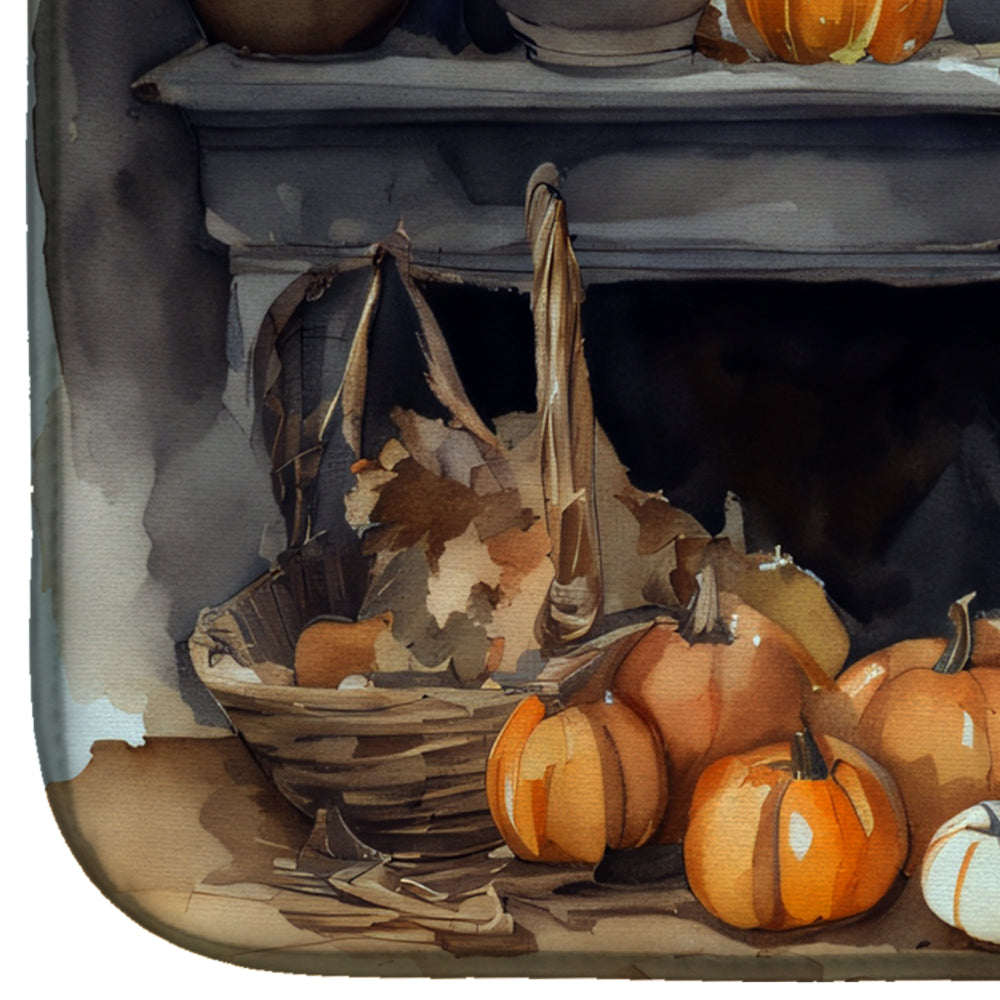 Australian Terrier Fall Kitchen Pumpkins Dish Drying Mat
