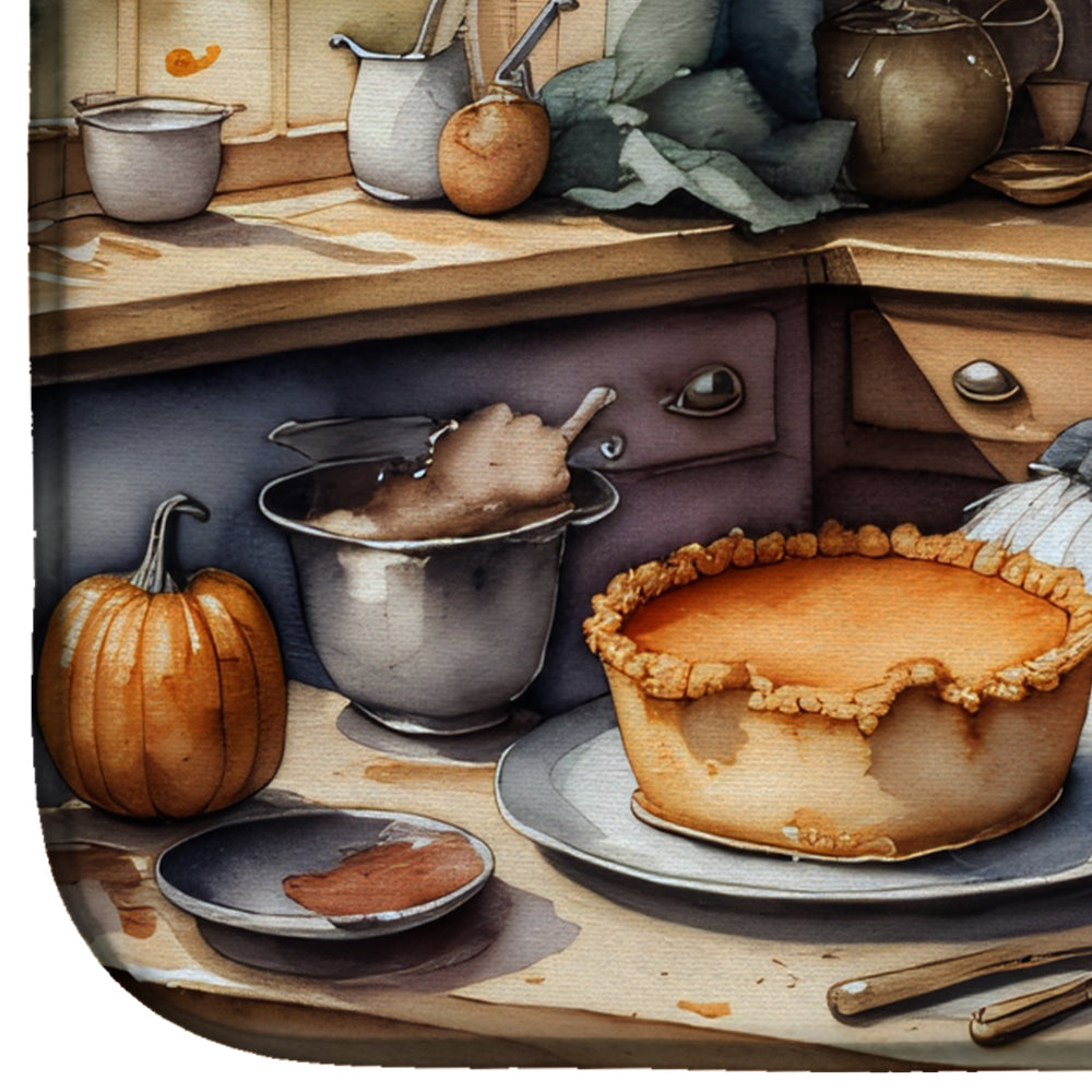 Bearded Collie Fall Kitchen Pumpkins Dish Drying Mat