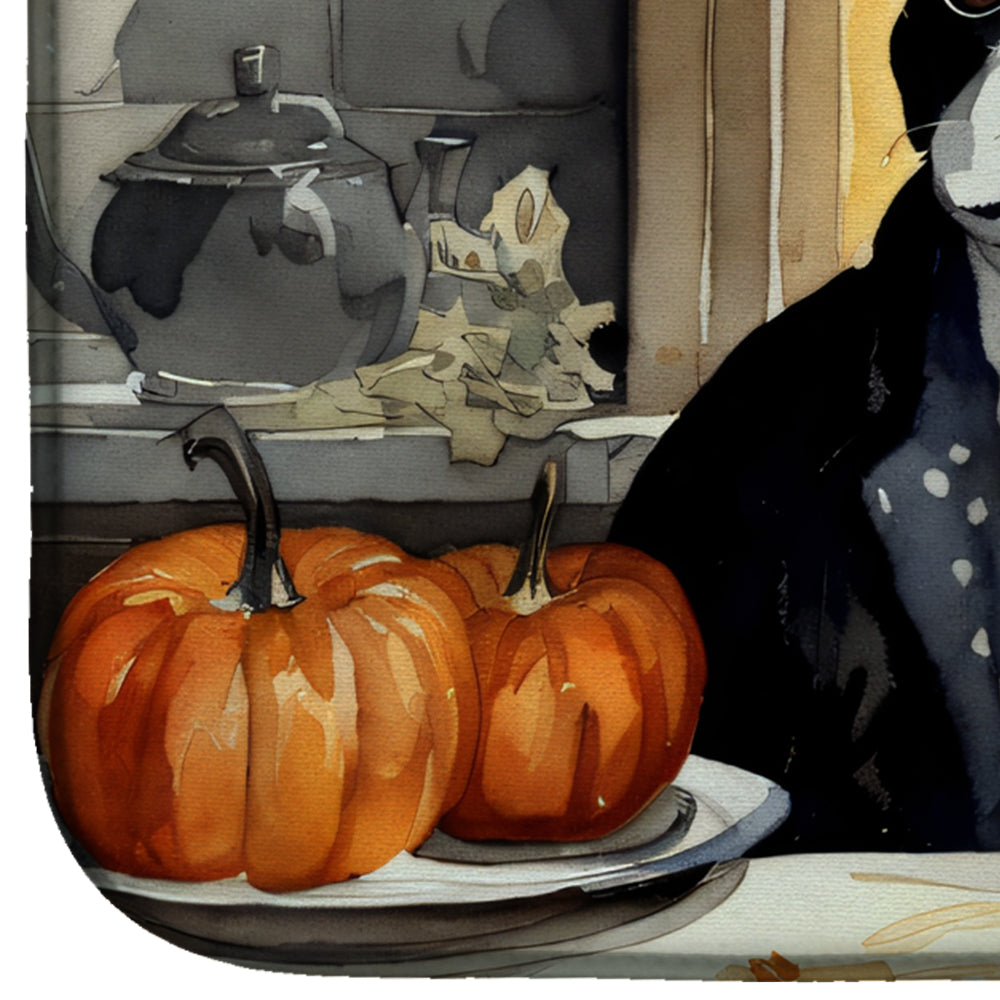 Boston Terrier Fall Kitchen Pumpkins Dish Drying Mat
