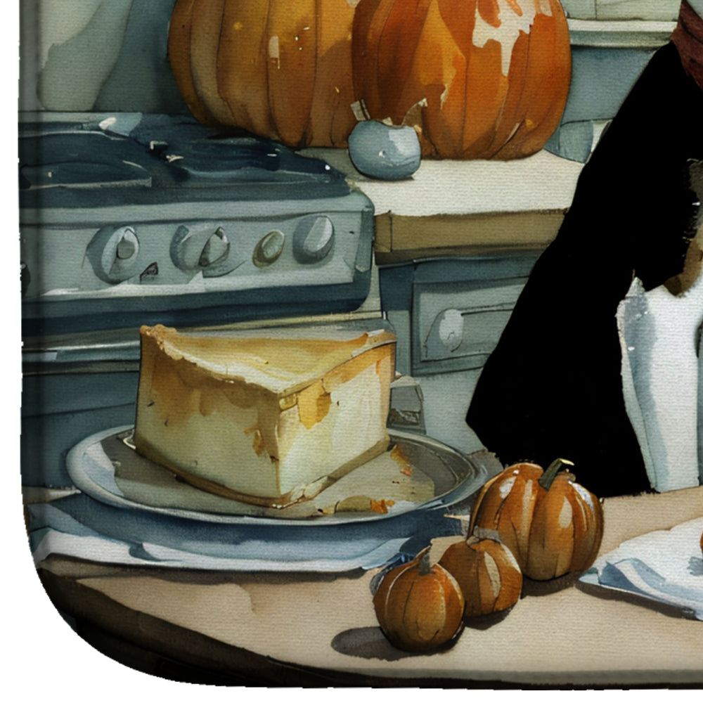 Boston Terrier Fall Kitchen Pumpkins Dish Drying Mat