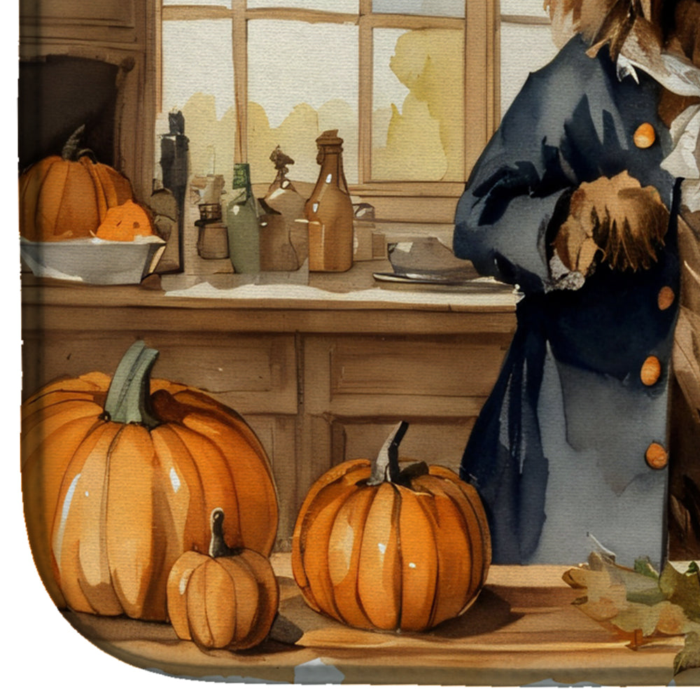 Briard Fall Kitchen Pumpkins Dish Drying Mat